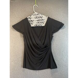 CeCe Women's Size M Black Short Sleeve Pullover  Top, Shirt,